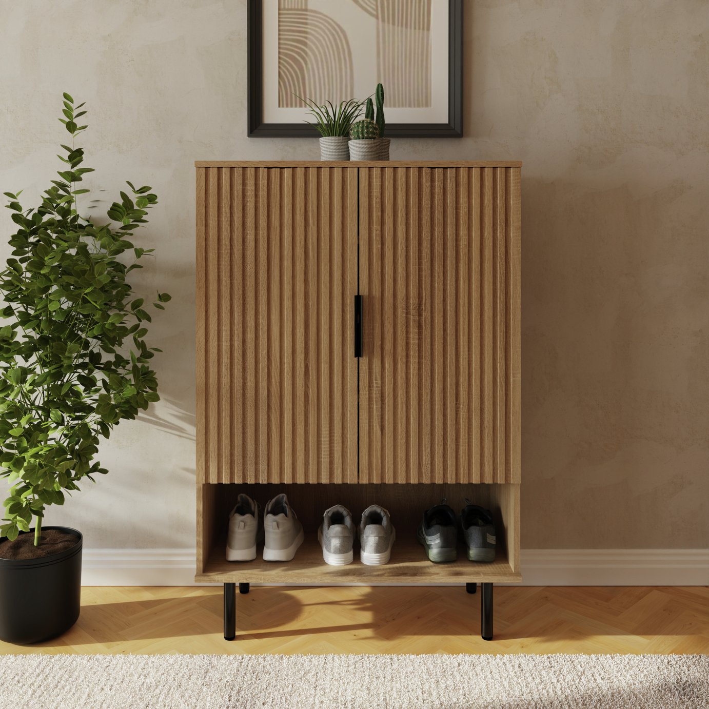 GFW Nervata 2 Door Shoe Storage Cabinet – Natural