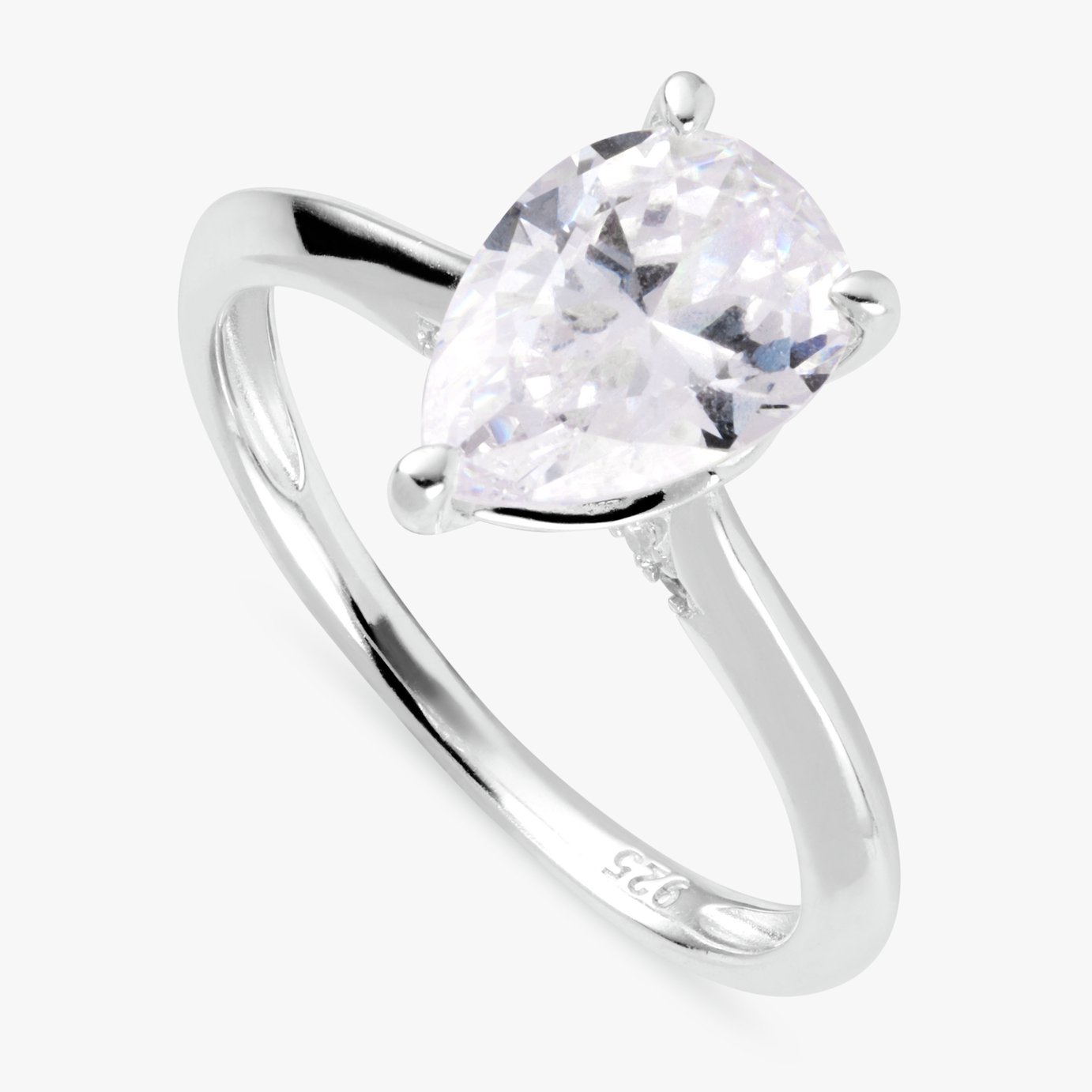 Revere Sterling Silver Pear Solitaire Fashion Ring - Medium
