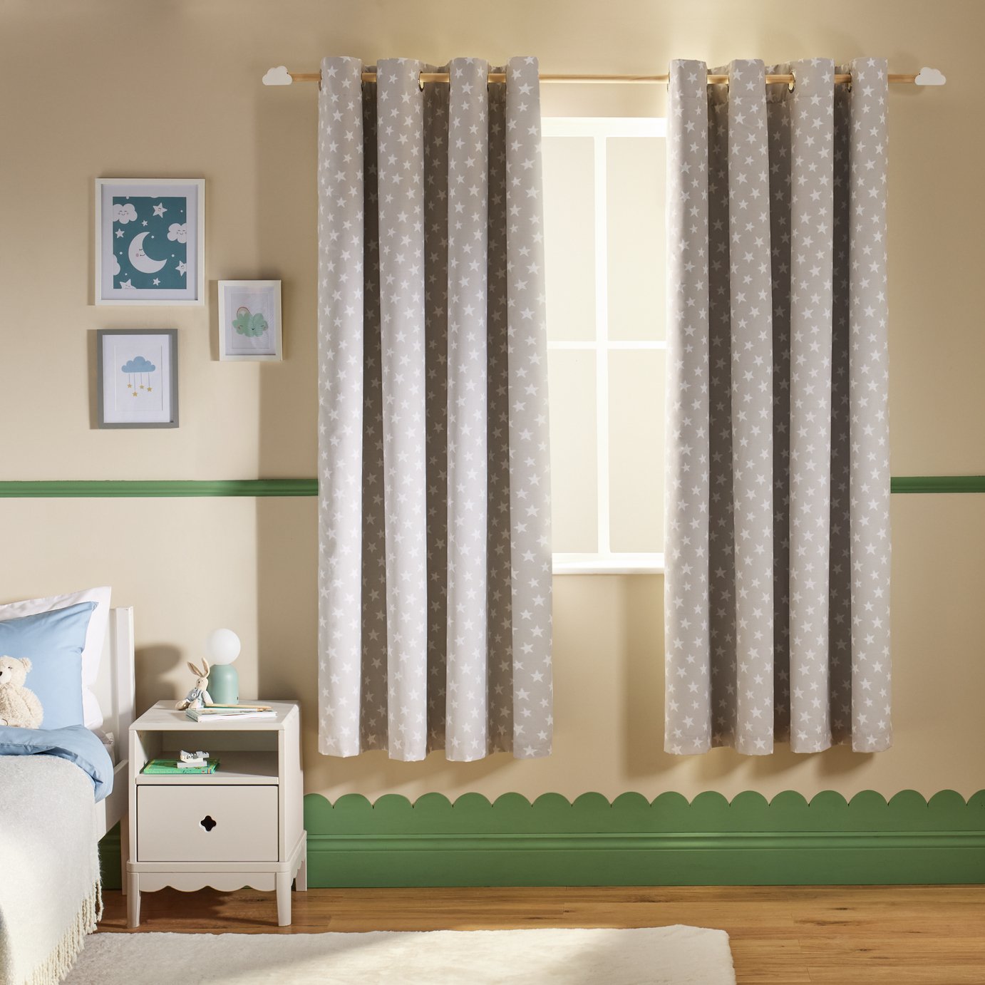 Argos Home Star Eyelet Blackout Curtain - Grey