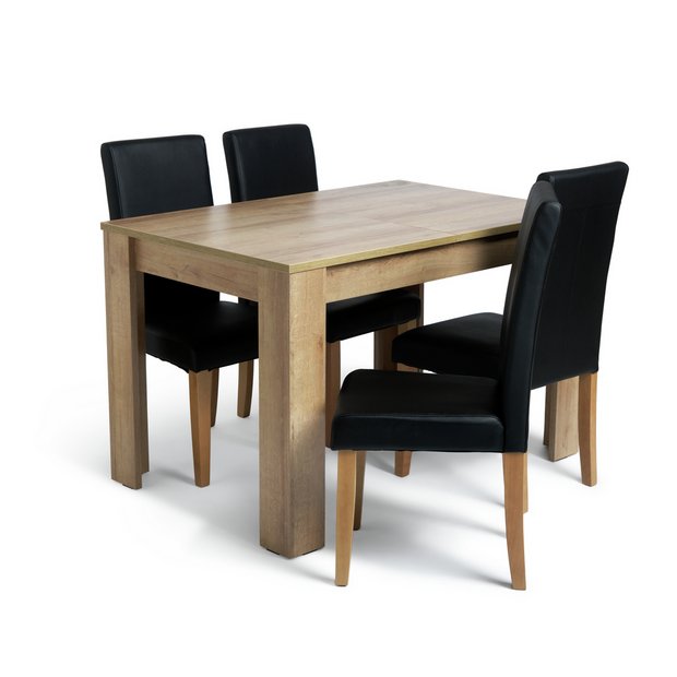 Buy Argos Home Wood Effect Dining Table 4 Black Chairs Dining table and chair sets Argos
