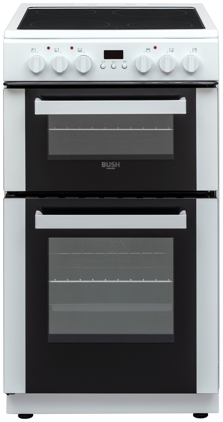 Bush DHBEDC50W 50cm Double Oven Electric Cooker - White