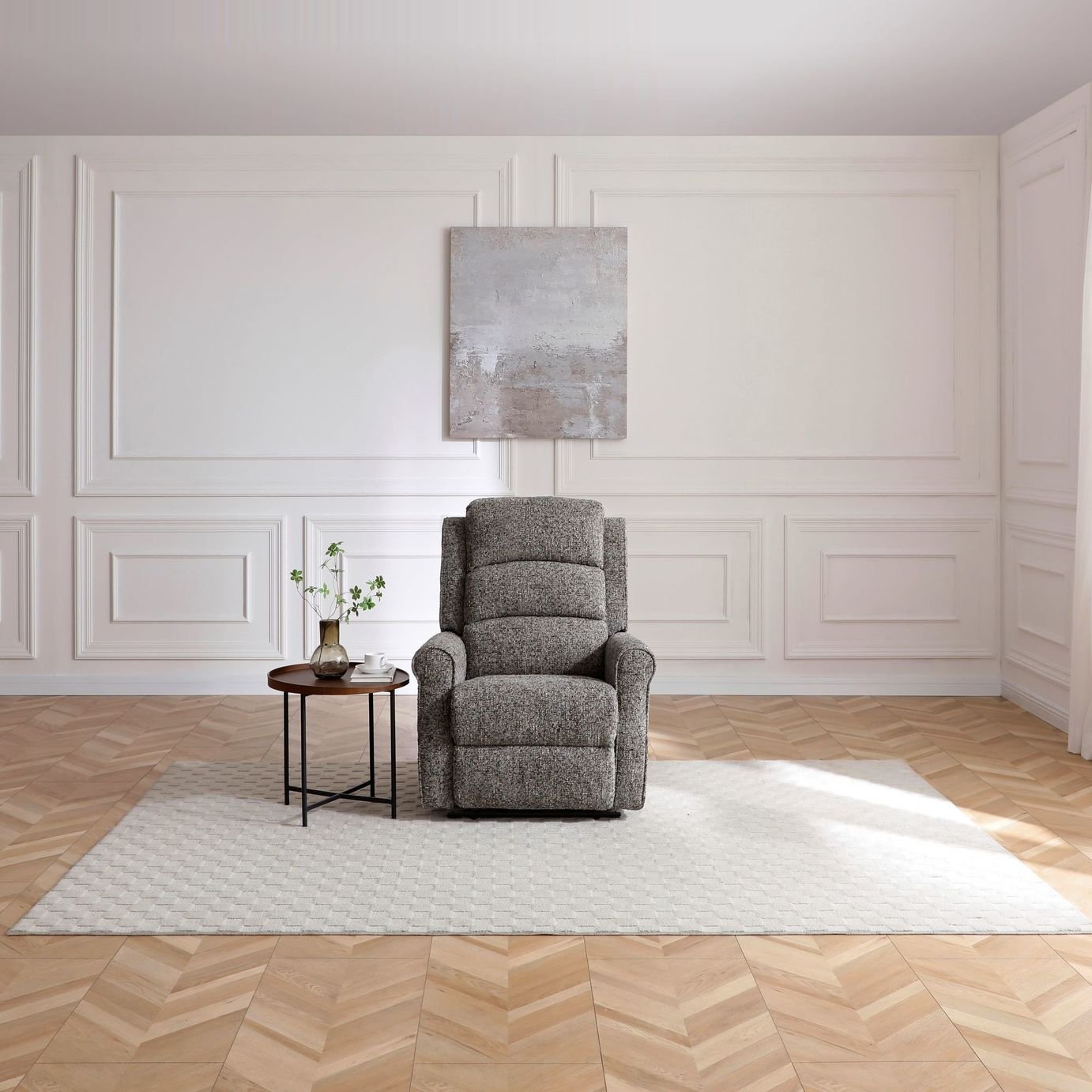 Kyoto Betsy Fabric Manual Recliner Chair - Grey