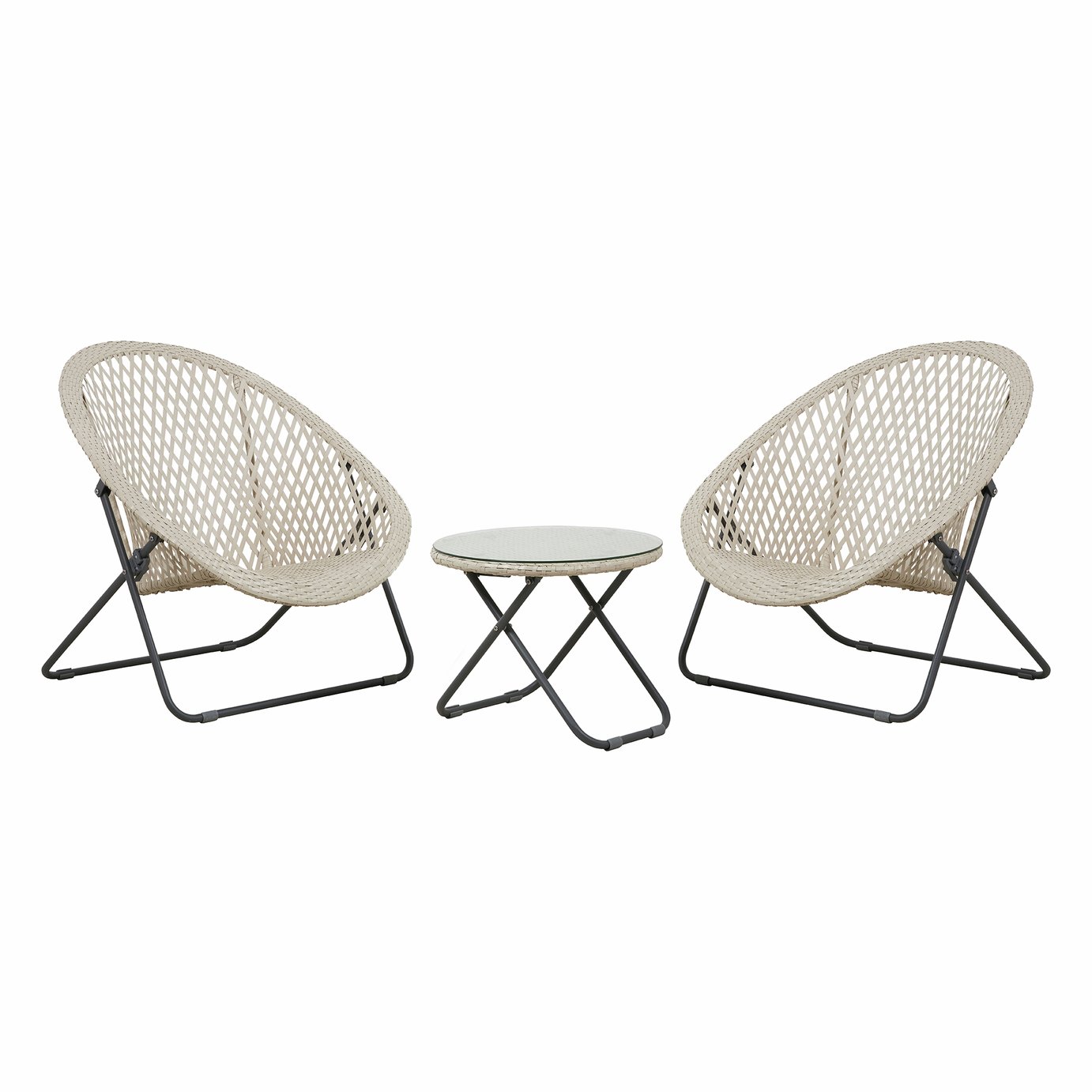 Pacific Tobs Set of 2 Outdoor Foldable Loungers Set - Grey