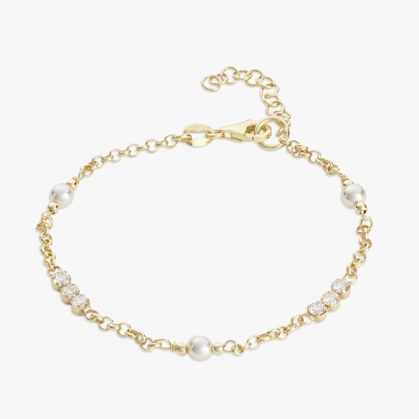 Revere 9ct Gold Plated Sterling Silver Pearls Bracelet