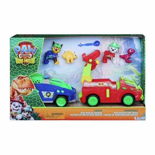 PAW Patrol New Dino Themed Fire Truck Vehicle Set - 2 Pack