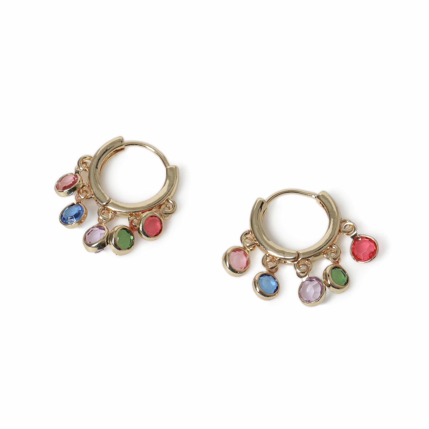 Freedom Gold Tone Multi Gem Hoop Earrings