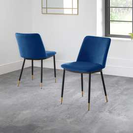 Julian Bowen Delaunay Pair of Velvet Dining Chairs - Blue