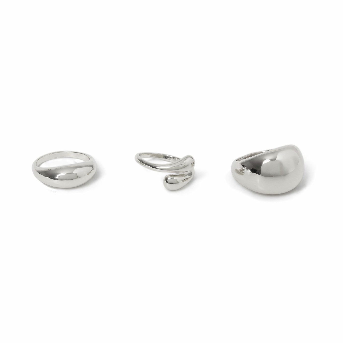 Freedom Silver Smooth Pack of 3 Fashion Rings