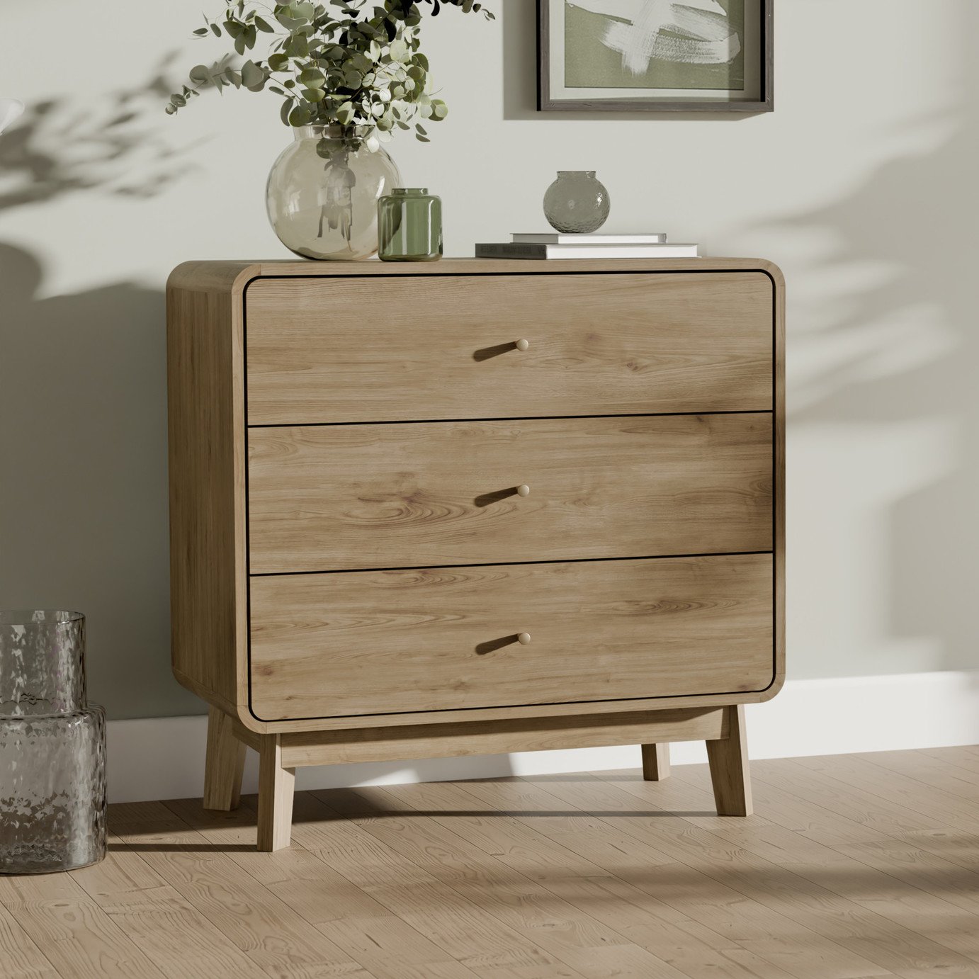 Julian Bowen Ingrid 3 Drawer Chest - Light Oak