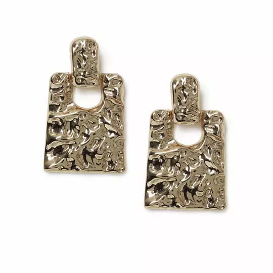 Freedom Gold-tone Textured Square Drop Earrings