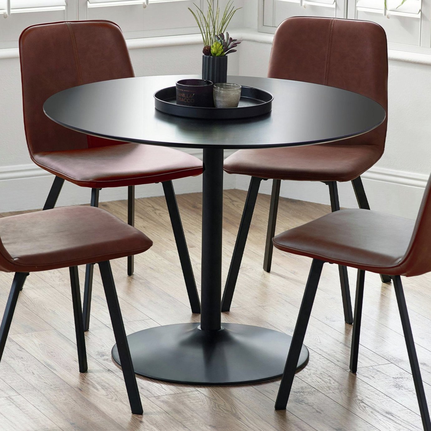 Julian Bowen Nero 2 Seater 100cm Round Dining Table - Black