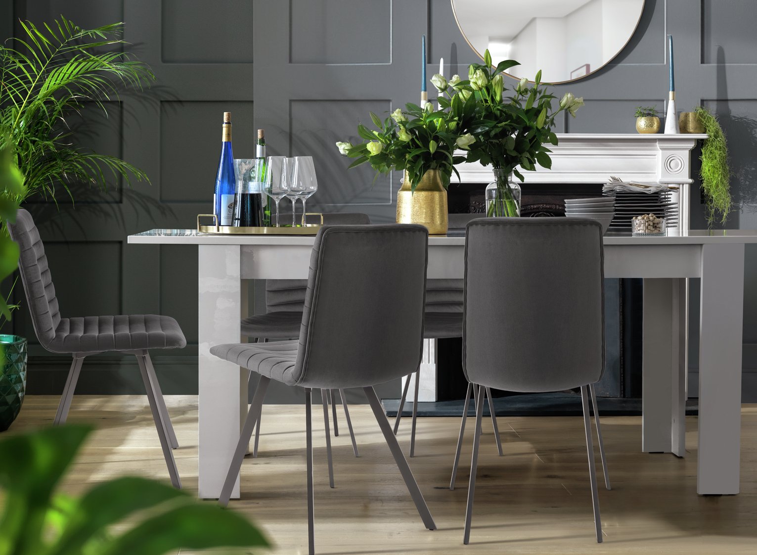 Argos Home Miami Extending White Dining Table & 6 Chairs