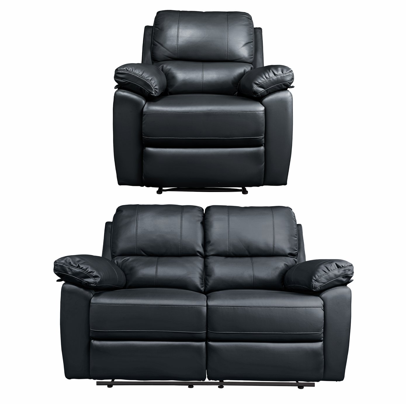 Argos Home Toby Chair & 2 Seater Recliner Sofa - Black