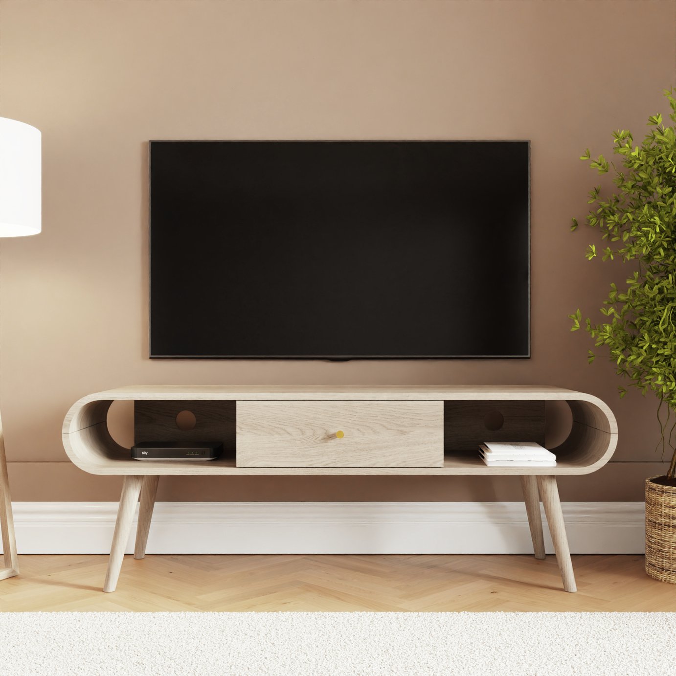 GFW Vionna 1 Drawer TV Unit - Light Oak