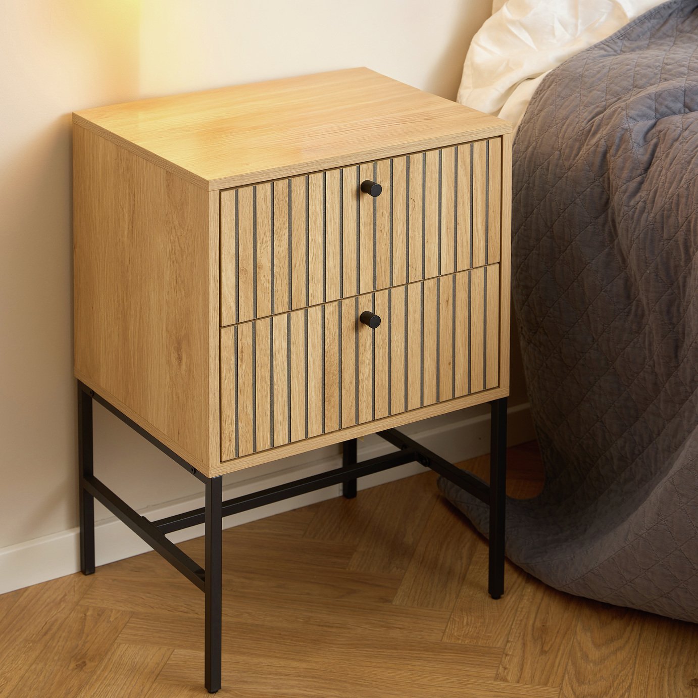 Furniture To Go Albany 2 Drawer Bedside Table - Natural