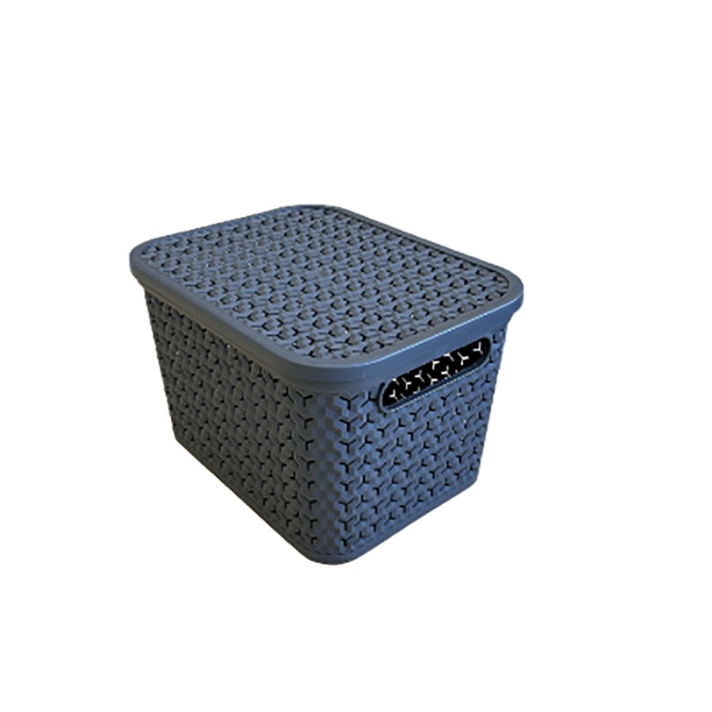 Strata Urban 3x14L Plastic Storage Baskets with Lid-Charcoal