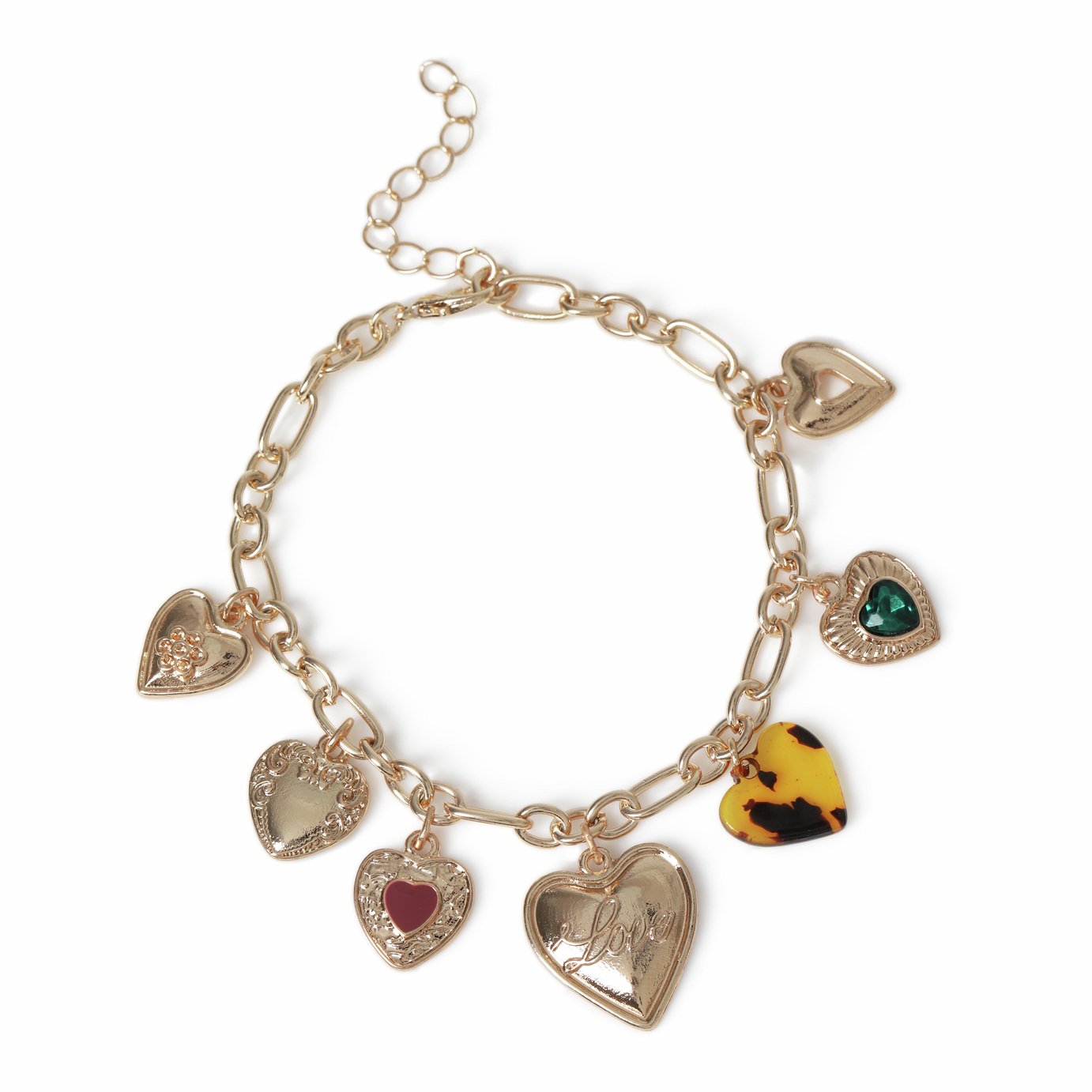 Freedom Gold Heart Charm Bracelet