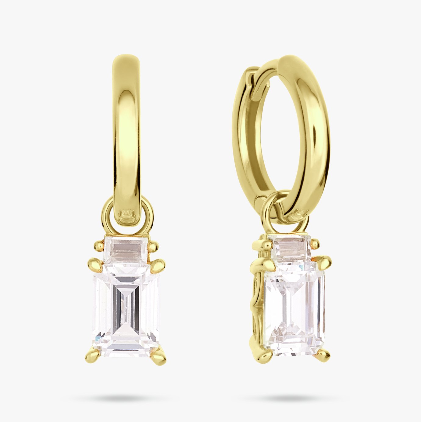 Revere 9ct Gold Plated Silver Cubic Zirconia Drop Earrings