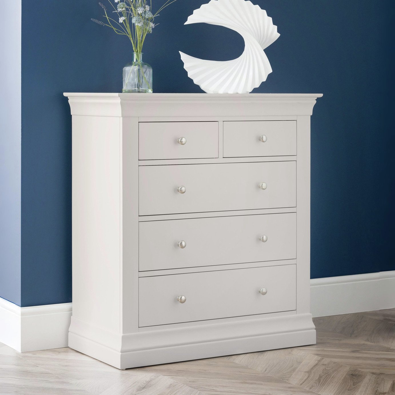 Julian Bowen Clermont 5 Drawer Chest - Light Grey
