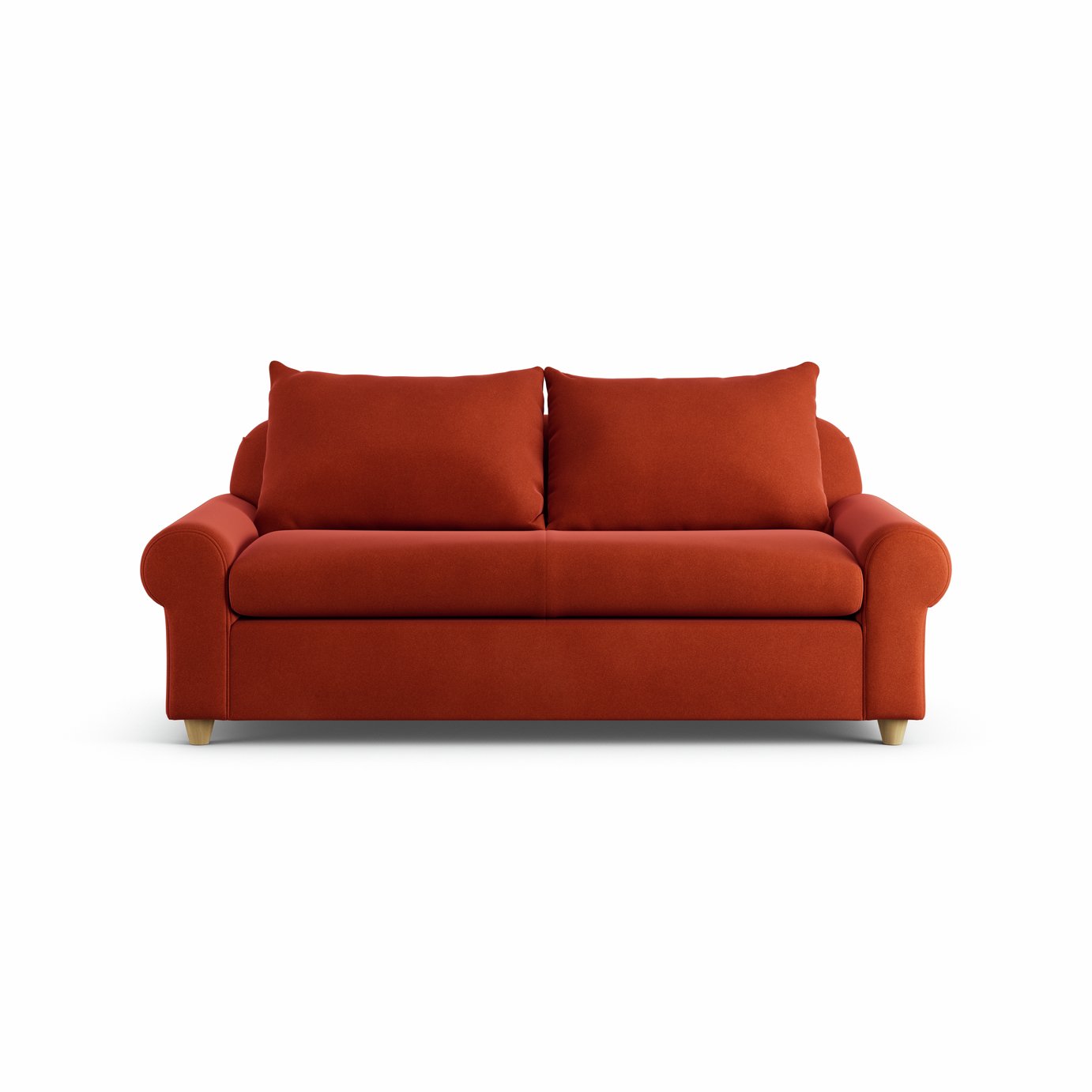 Habitat Whitby Velvet 2 Seater Sofa - Burnt Orange - Ash Leg