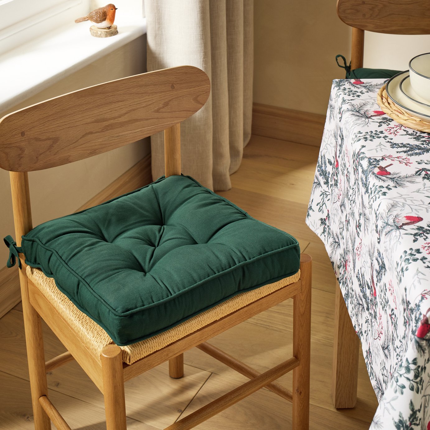 Argos Home Green Seat Cushions 2 Pack - 40x40cm