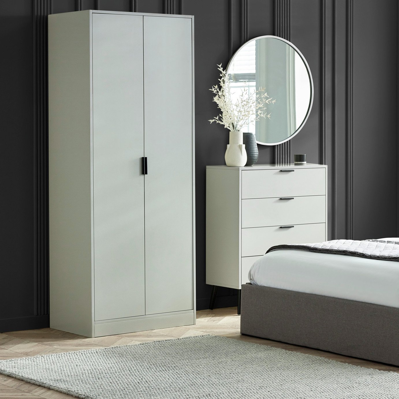 Julian Bowen Alba 2 Door Wardrobe - Light Grey