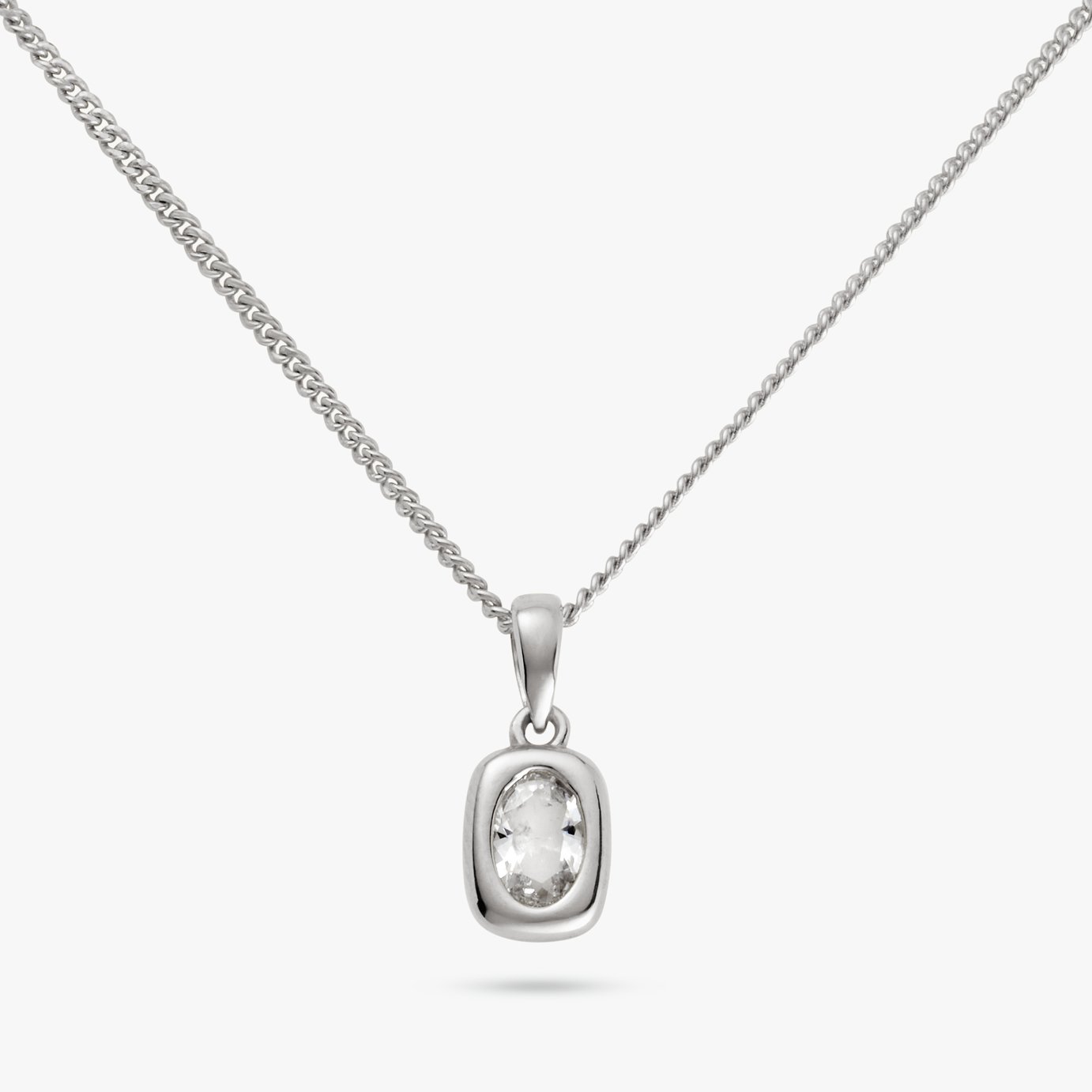 Revere Sterling Silver Oval Cubic Zirconia Pendant Necklace