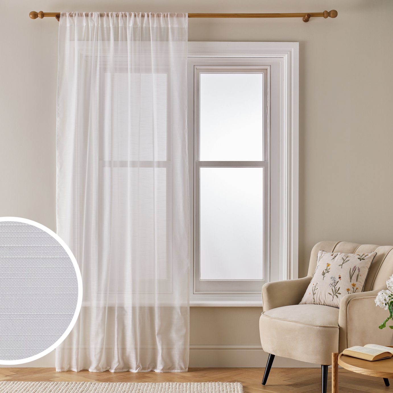 Argos Home Slot Top Sheer Voile Curtain - White - 140x229cm