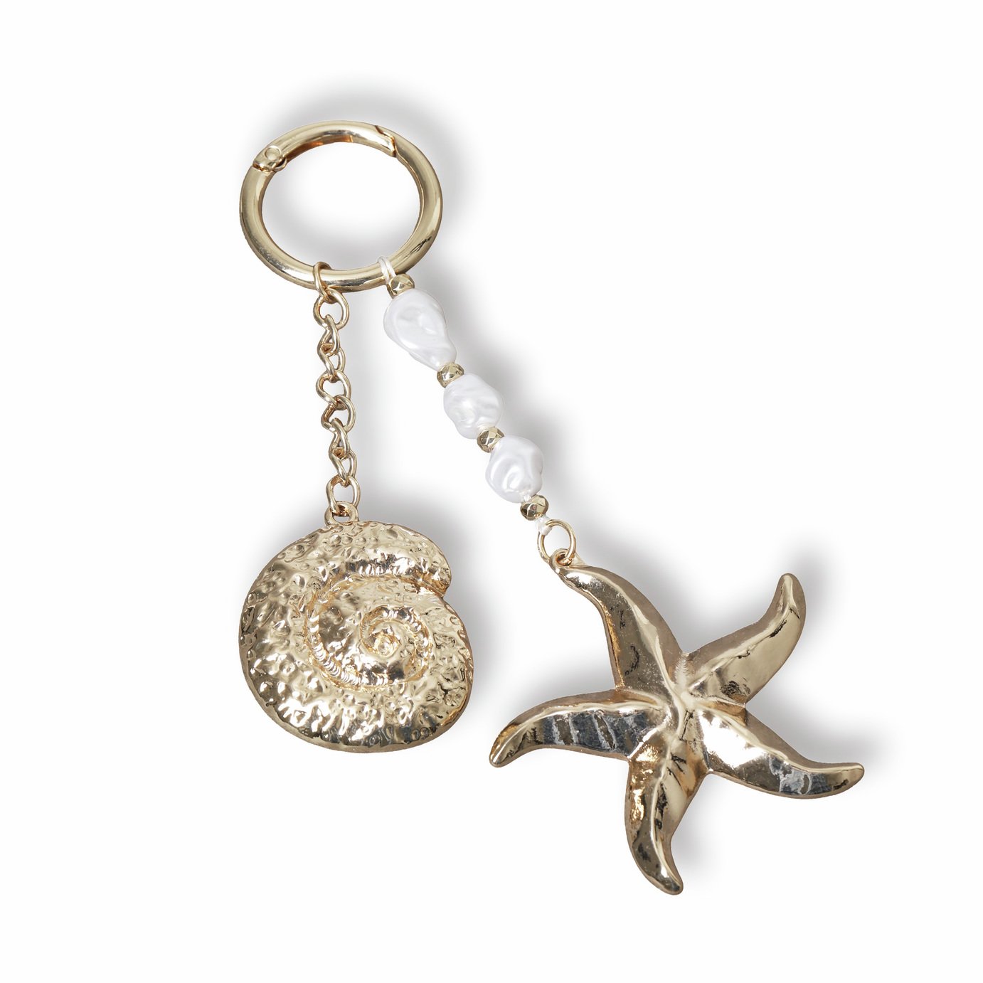Freedom Gold Tone Shell and Starfish Charms Bag Charm