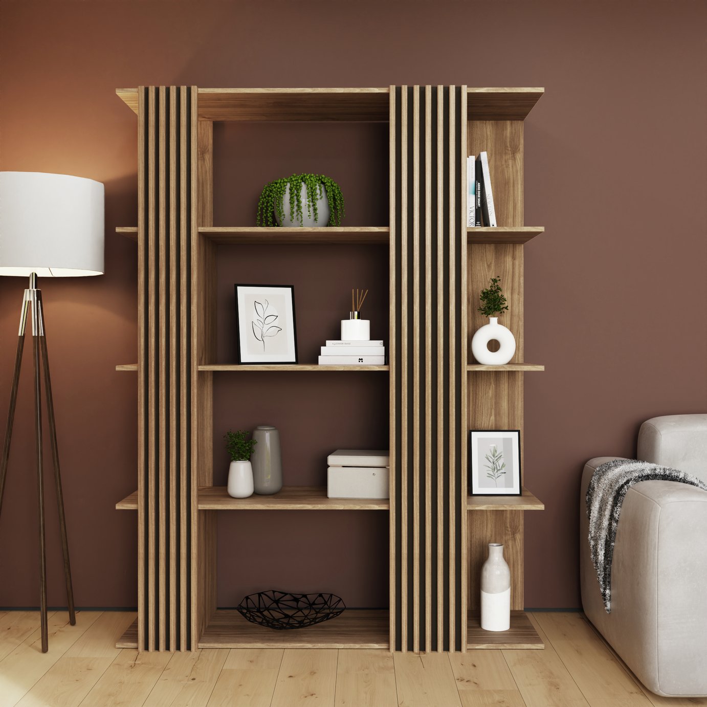GFW Louvered Wide Shelving Unit – Natural
