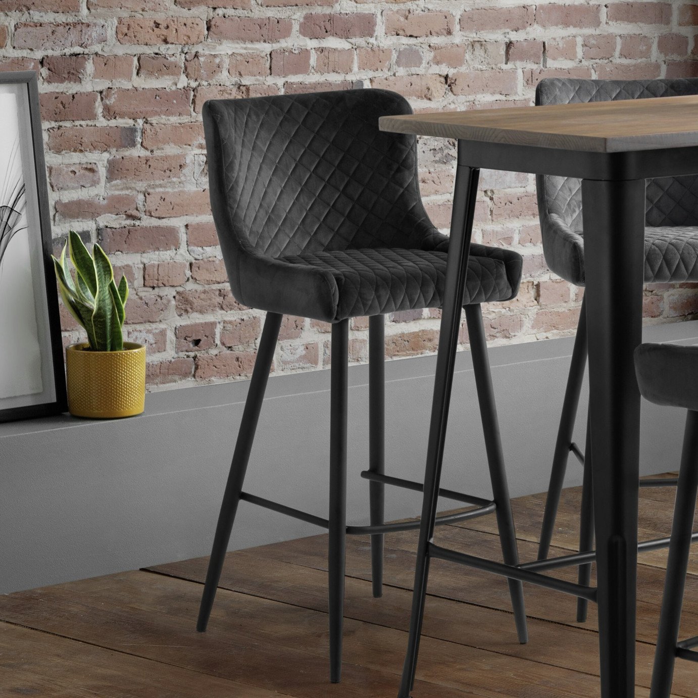 Julian Bowen Luxe Velvet Bar Stool - Grey