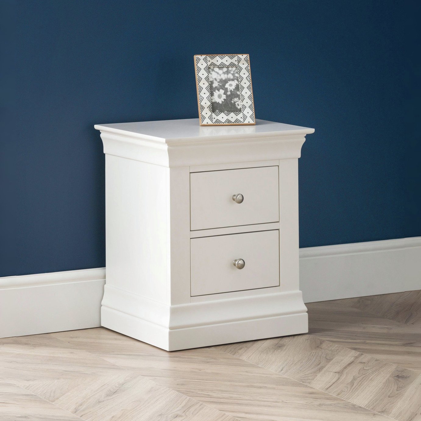 Julian Bowen Clermont 2 Drawer Bedside Table - White