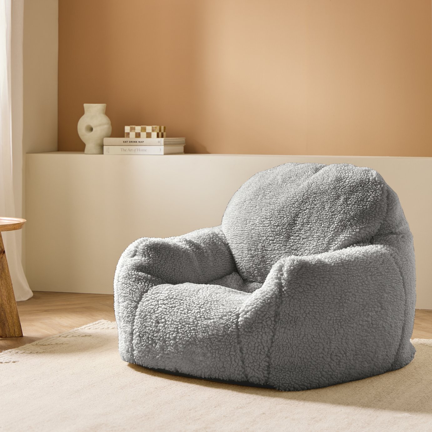 Kaikoo Sherpa Fabric Bean Bag Chair - Grey