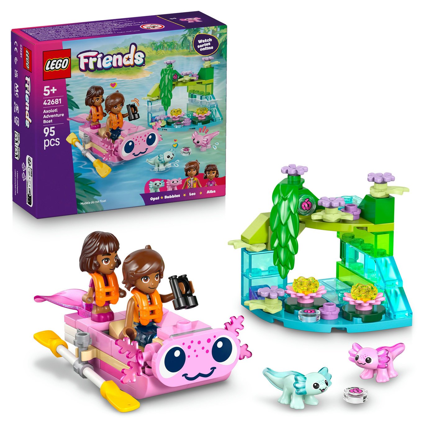 LEGO Friends Axolotl Adventure Boat Toy with Animals 42681