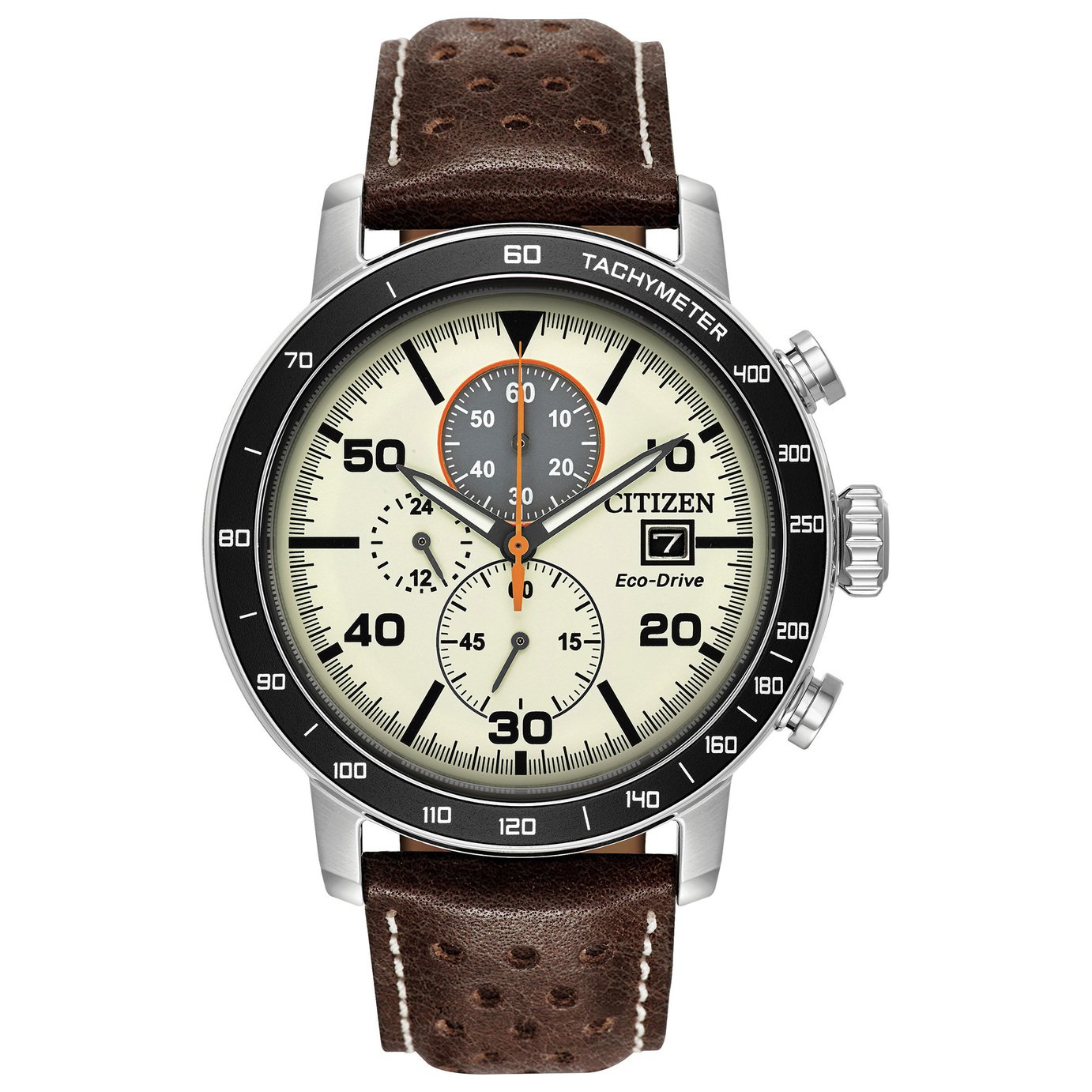 Citizen Men's Chronograph Brown Leather Strap Watch