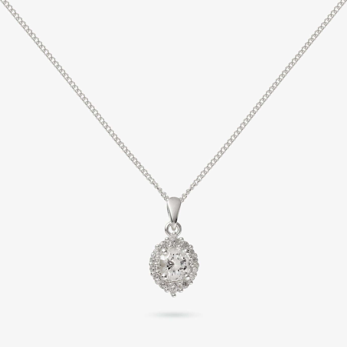 Revere Sterling Silver Round Cubic Zirconia Pendant Necklace