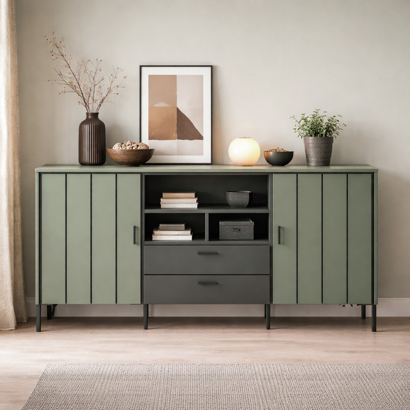 Furniture To Go Arundel 2 Door 2 Drawer Sideboard - Green