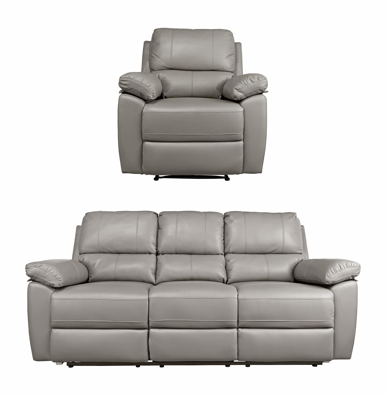 Argos Home Toby Chair & 3 Seater Recliner Sofa - Grey