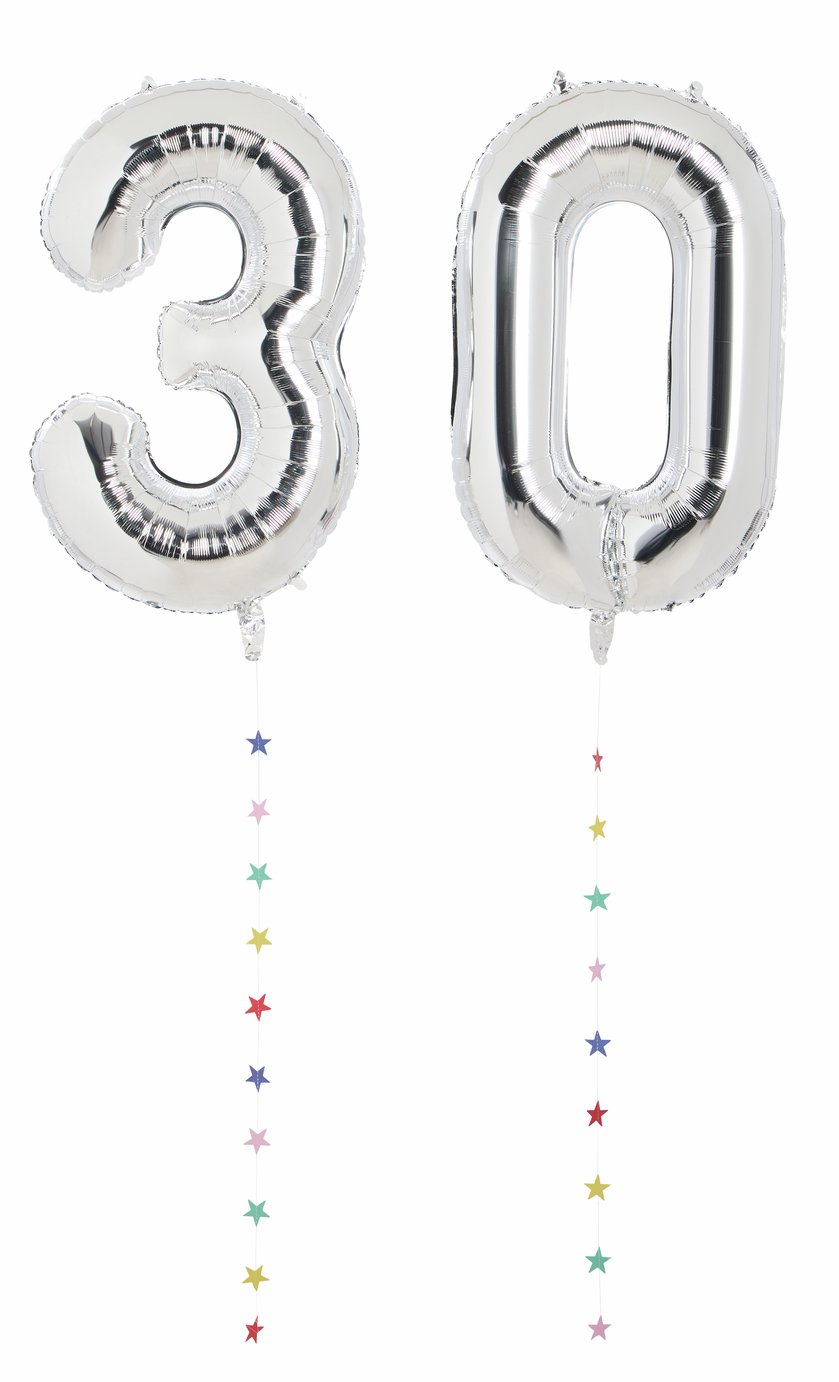 Mad Party 30 Milestone Number Foil Balloons and Tails Kit