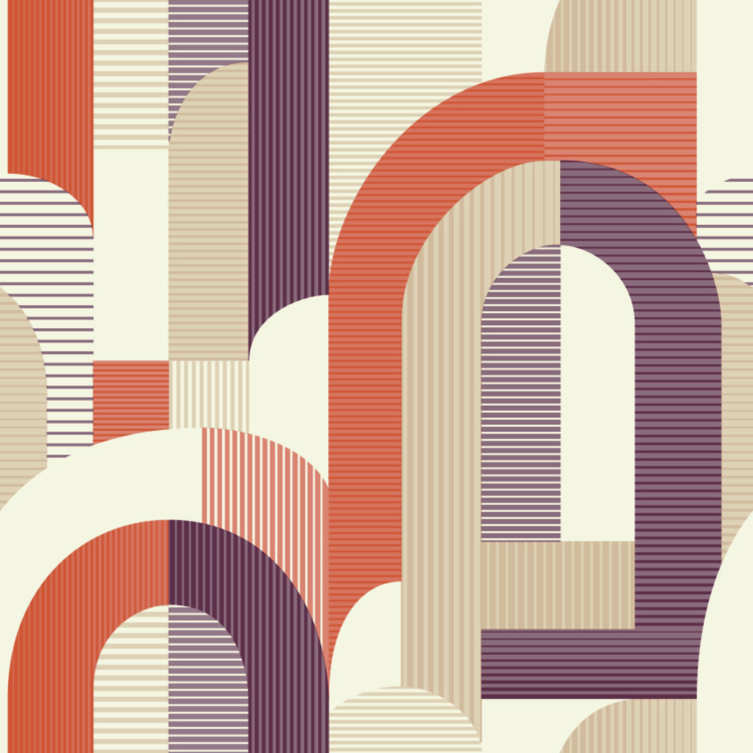 Grandeco Geometric Arc Textured Wallpaper - Orange