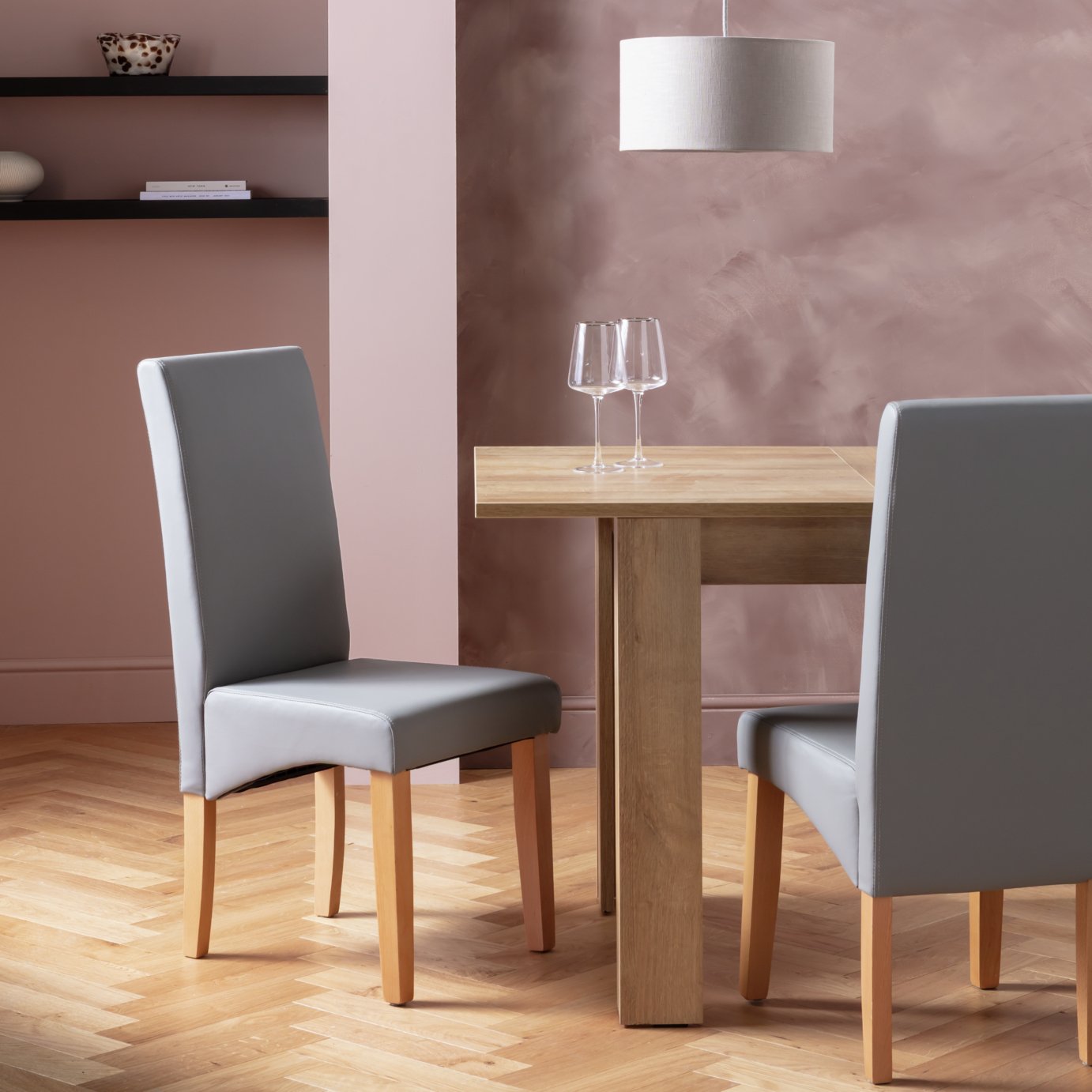 Argos Home Pair of Skirted Dining Chairs - Grey