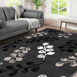 Homemaker Pod Leaf Grey Cut Pile Rug - 120x160cm