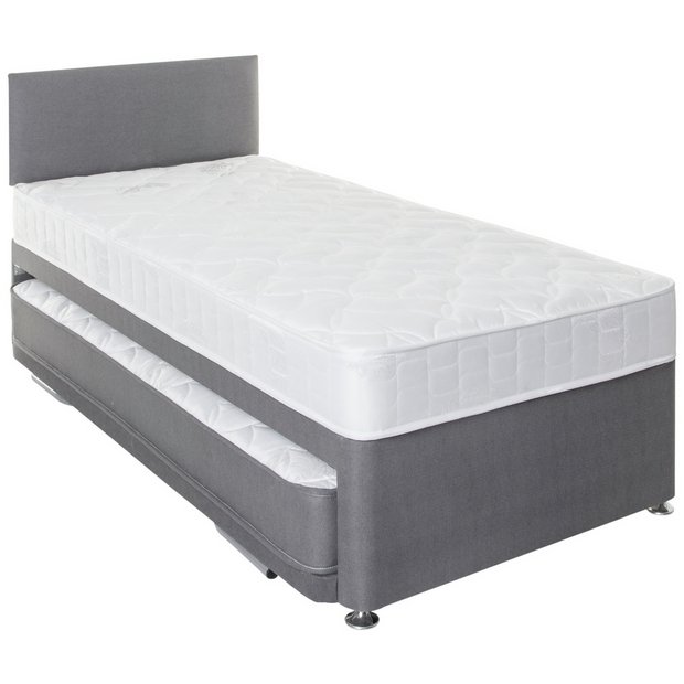 sleepkings 3ft Black Divan Guest Bed Includes Trundle 2 Mattresses & Headboard 