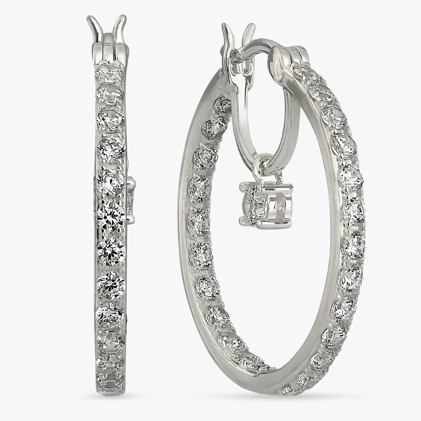 Revere Sterling Silver Cubic Zirconia Double Hoop Earrings