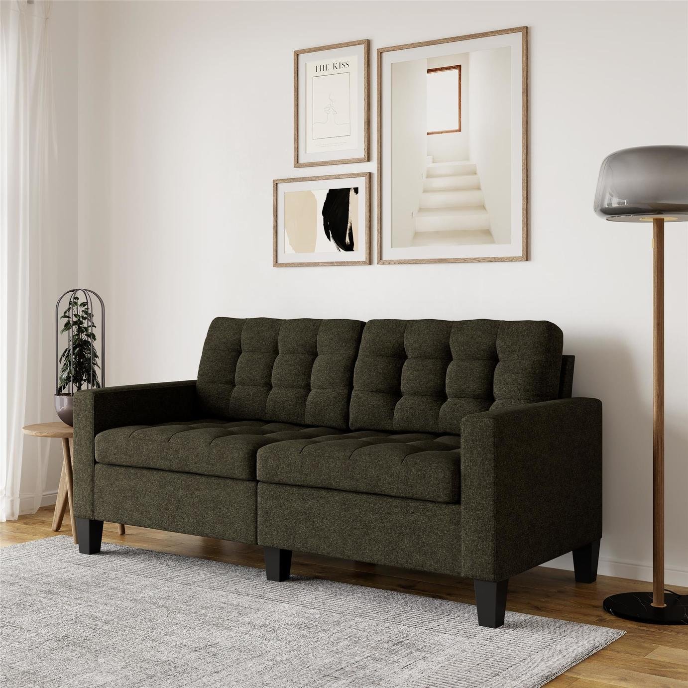 Dorel Bowie Fabric 2 Seater Sofa - Grey