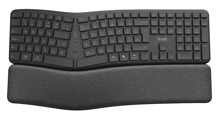Trust Keyra Ergonomic Multi-Device Wireless Keyboard - Black