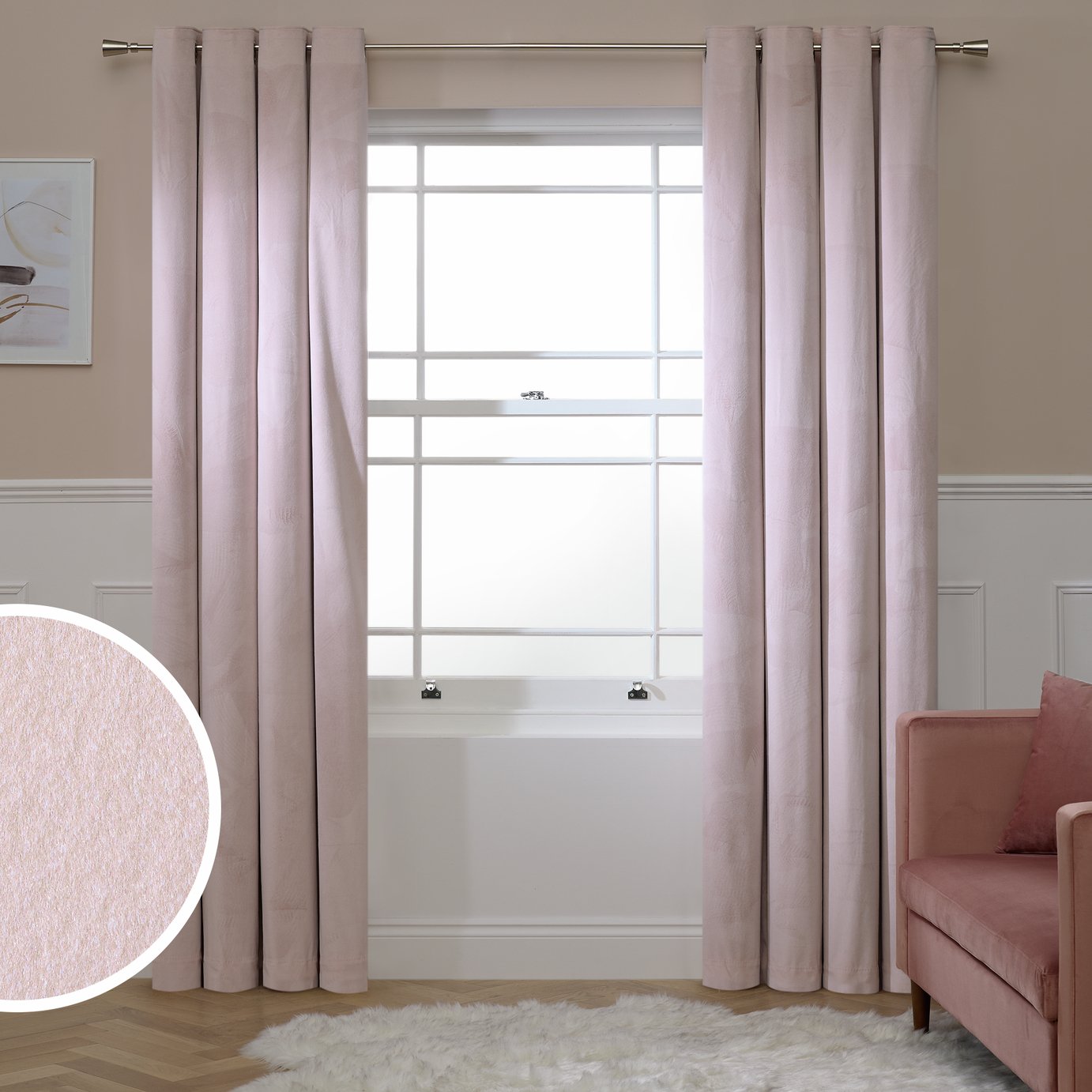 Argos Home Suede Effect Blackout Eyelet Curtain