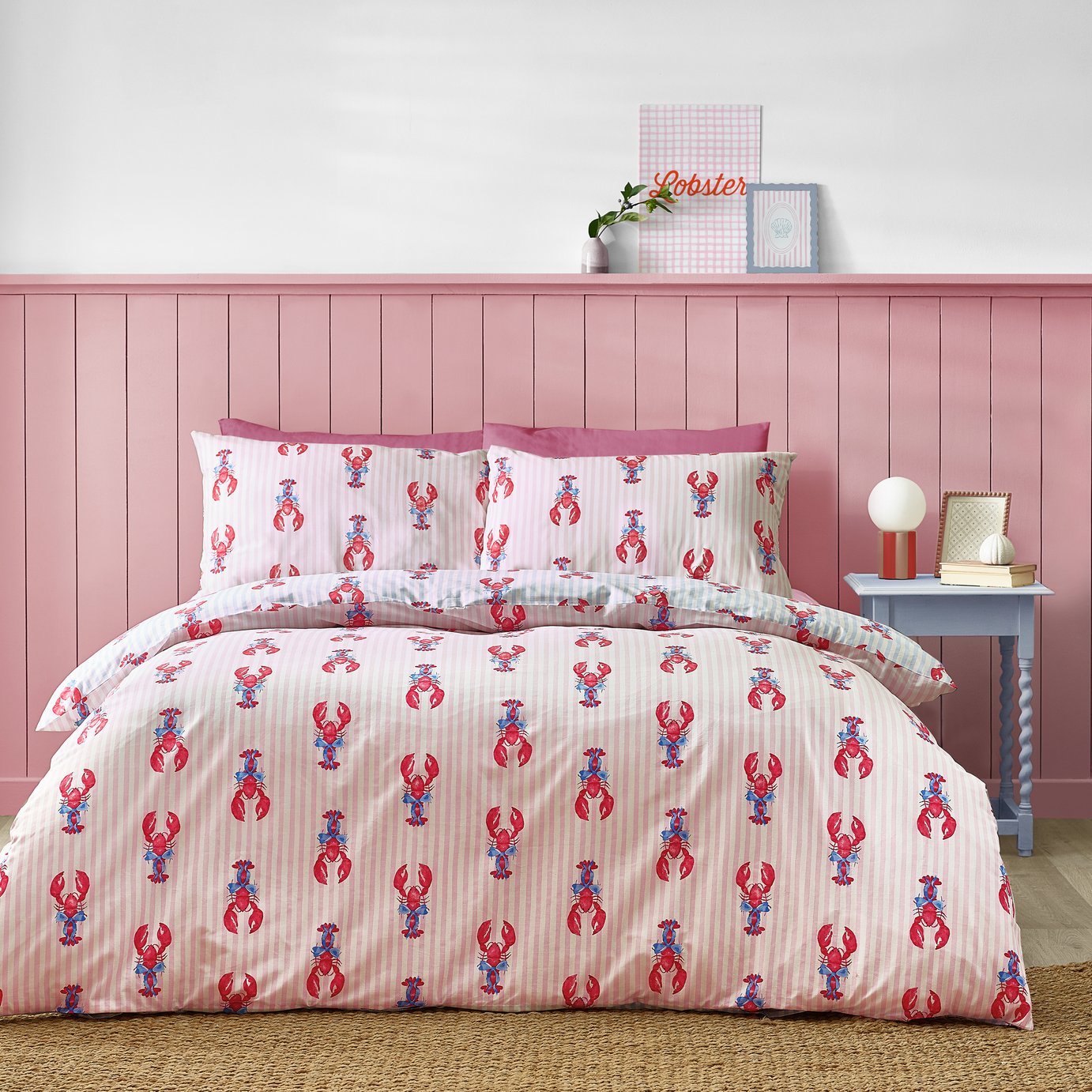 Sassy B Lobster Stripe Pink Bedding Set