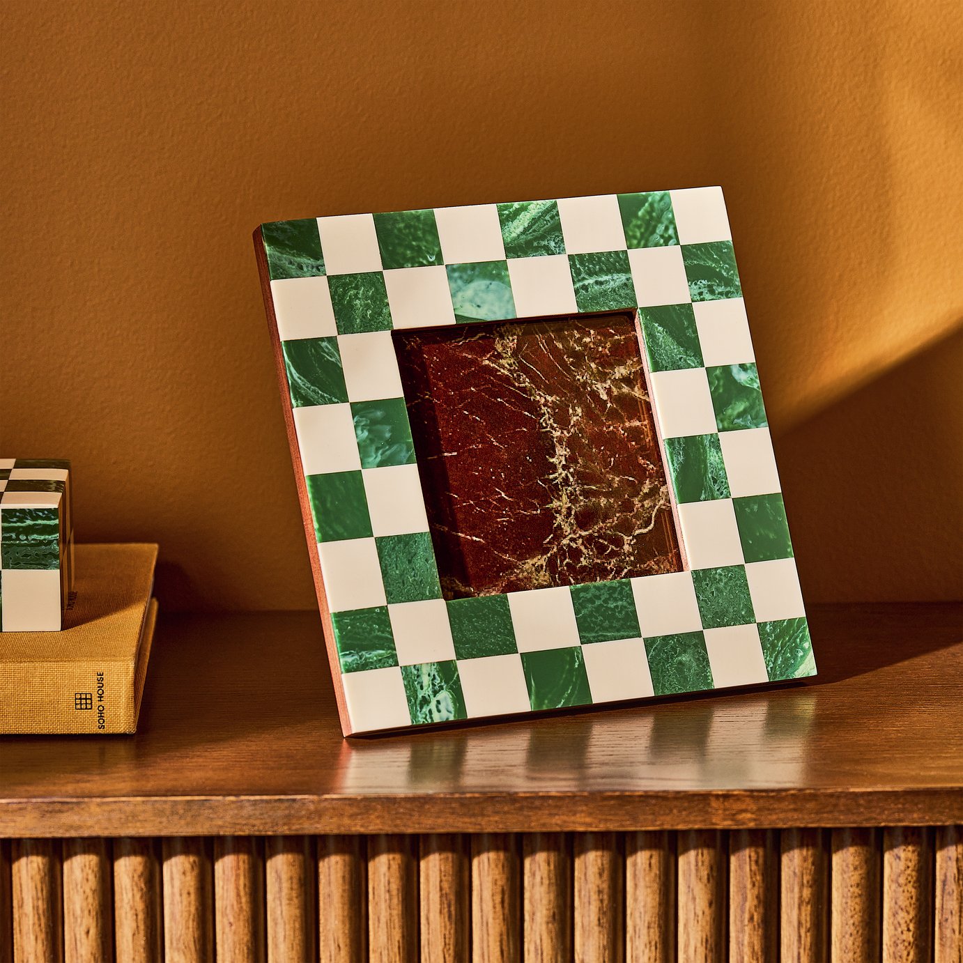 Habitat Checkered Green Resin Picture Frame - 5x5"