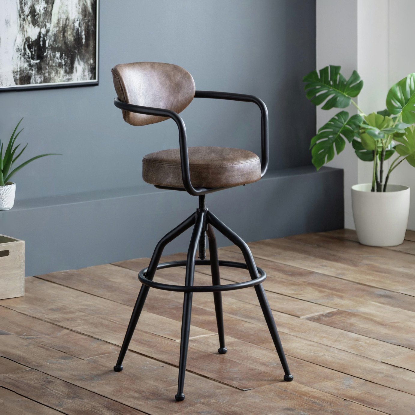 Julian Bowen Barbican Faux Leather Bar Stool - Brown